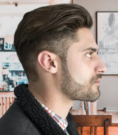 Casual Messy Brush Back with Disconnected Undercut Fade