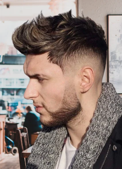 Hipster Faux Hawk with Undercut Fade and Beard