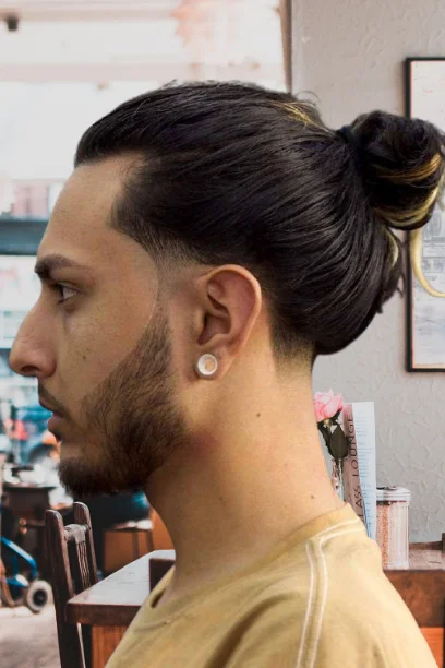 Trendy Man Bun with Low Temp Fade Undercut