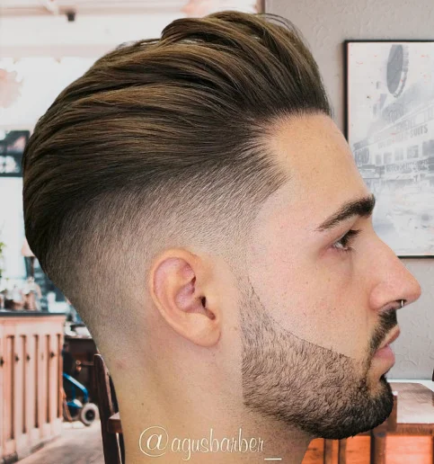 Textured Pompadour with Undercut Drop Fade