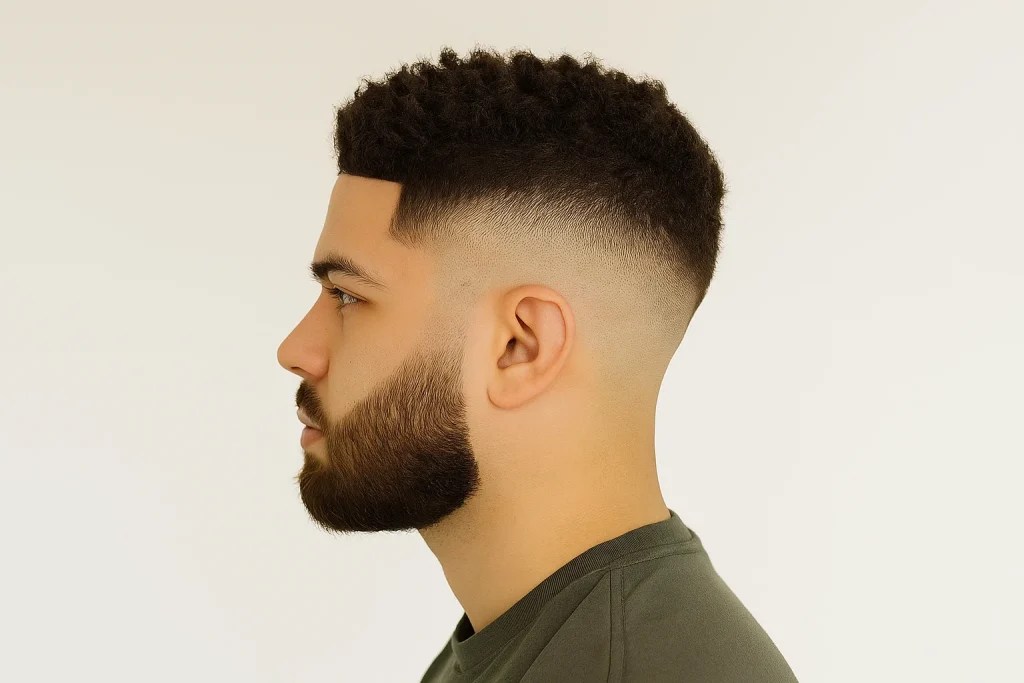 Short Sponge Curls with Drop Fade