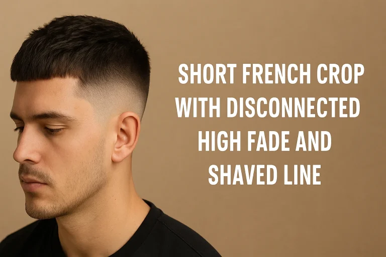 Short French Crop with Disconnected High Fade and Shaved Line