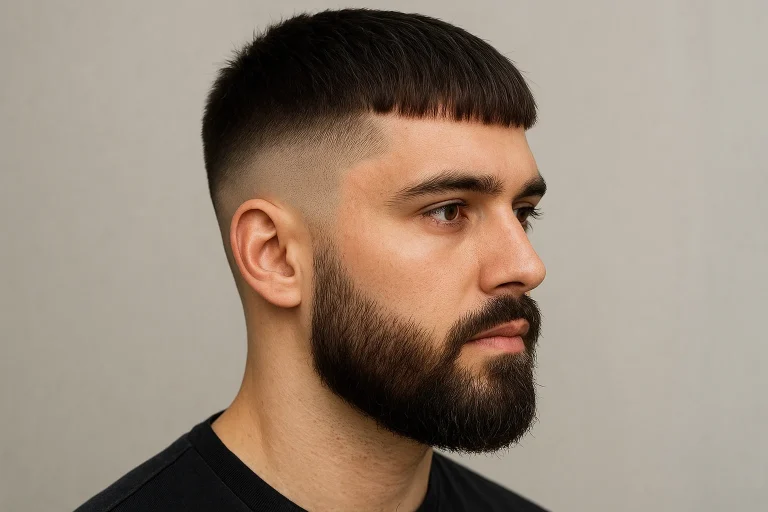Short Fringe with Mid Fade and Beard