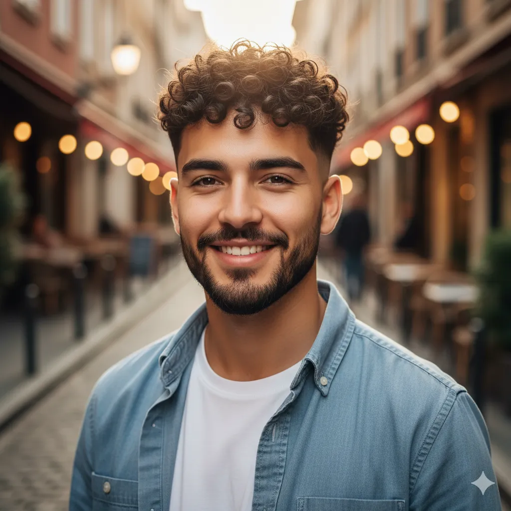 Drop Fade Haircut With Tight Curls