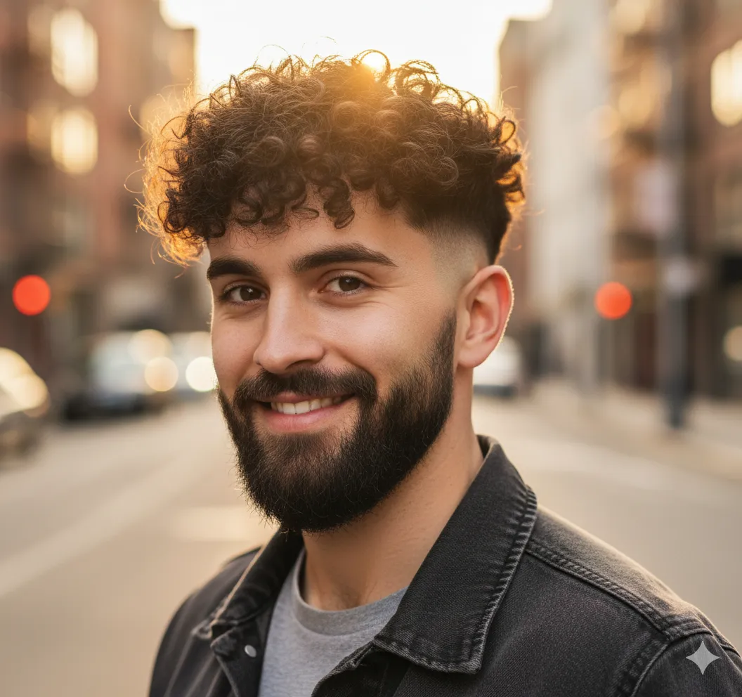 Drop Fade Hairstyle With Curly Hair