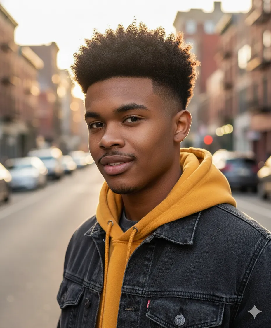 Fade Haircut With High Top Curls