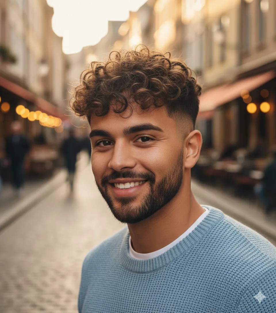 Medium Length Curly Fade Haircut