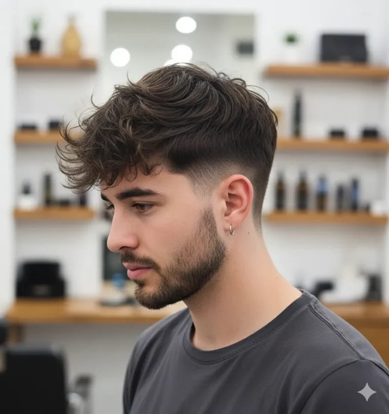 Messy Textured Top with Short Sides and Beard