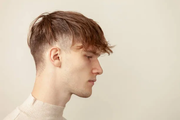 Short Fluffy Hair with Blunt Fringe and Burst Faded Sides