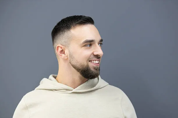 Simple Crew Cut with Burst Fade and Beard