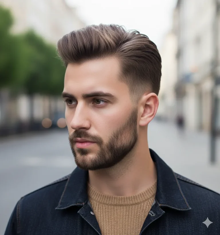 Thick Brush Back with Drop Fade