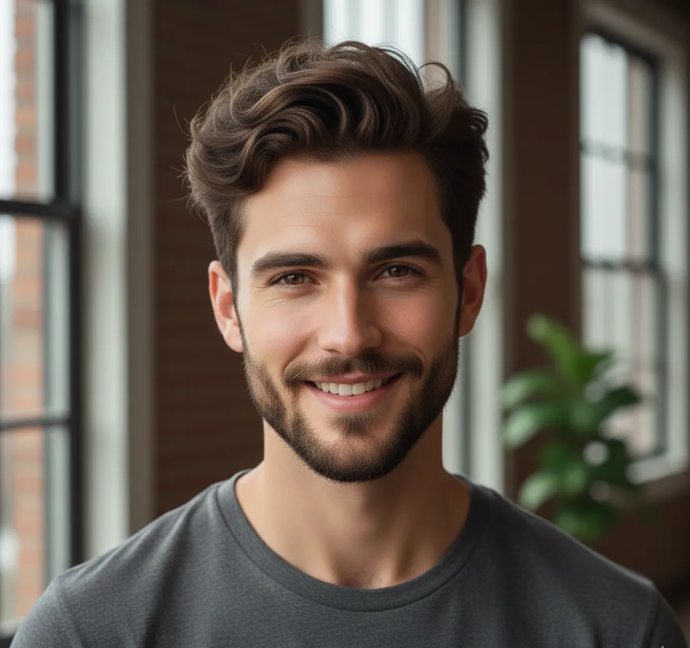 Messy Layered Comb Over with Tapered Sides