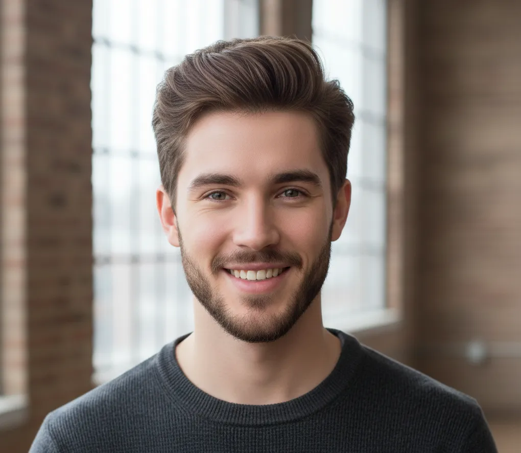 Side Part with Taper Fade layered haircut