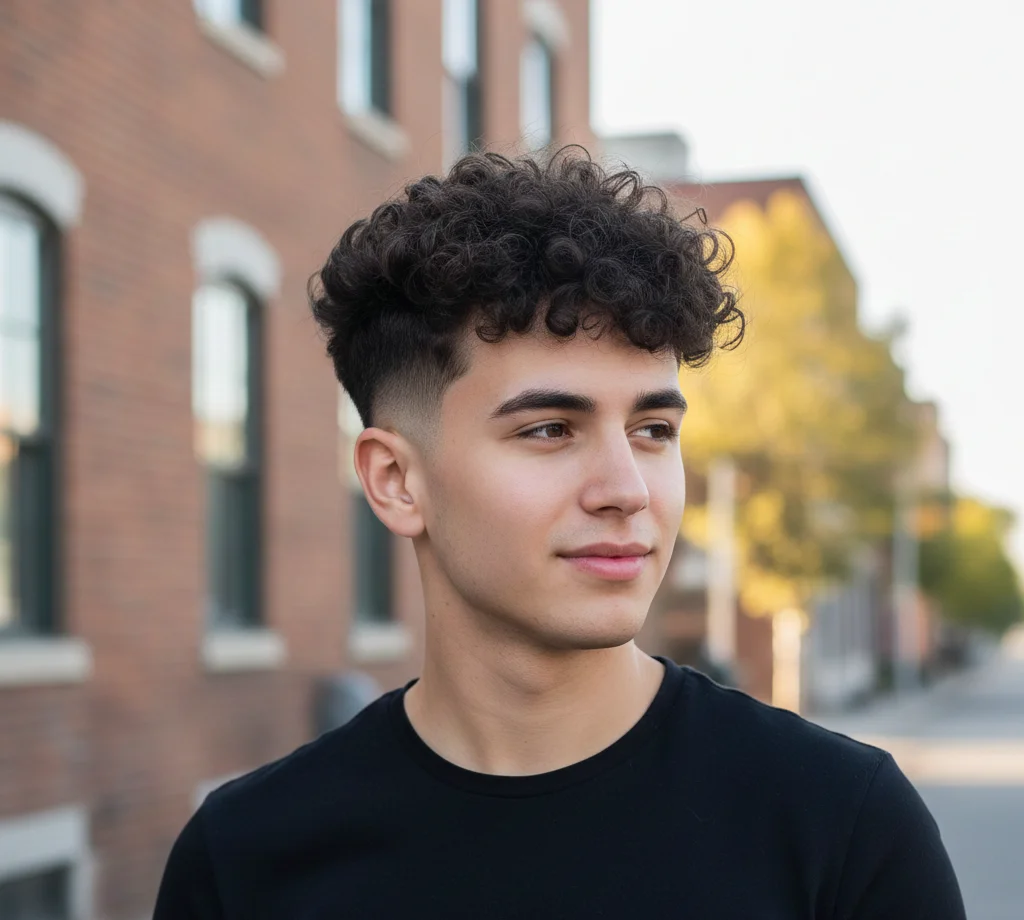 Curly Blow Out Fade Haircut