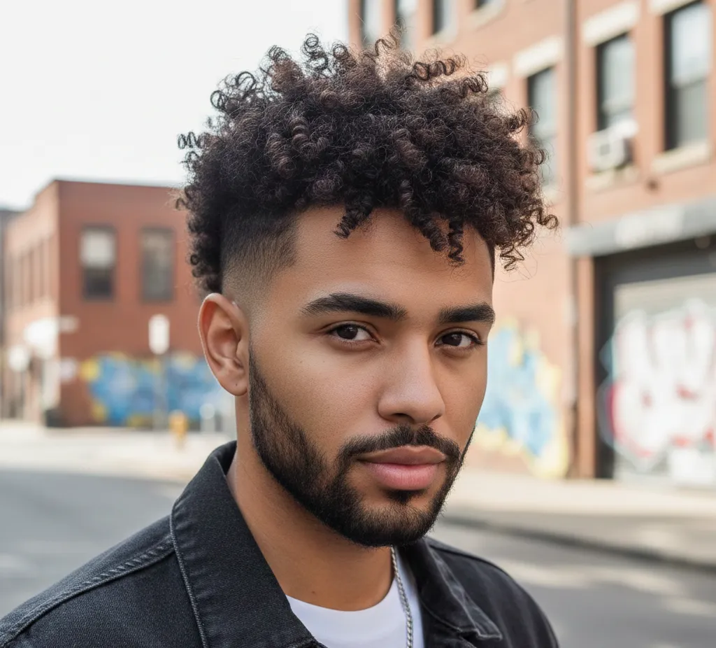 Curly Faux Hawk Fade