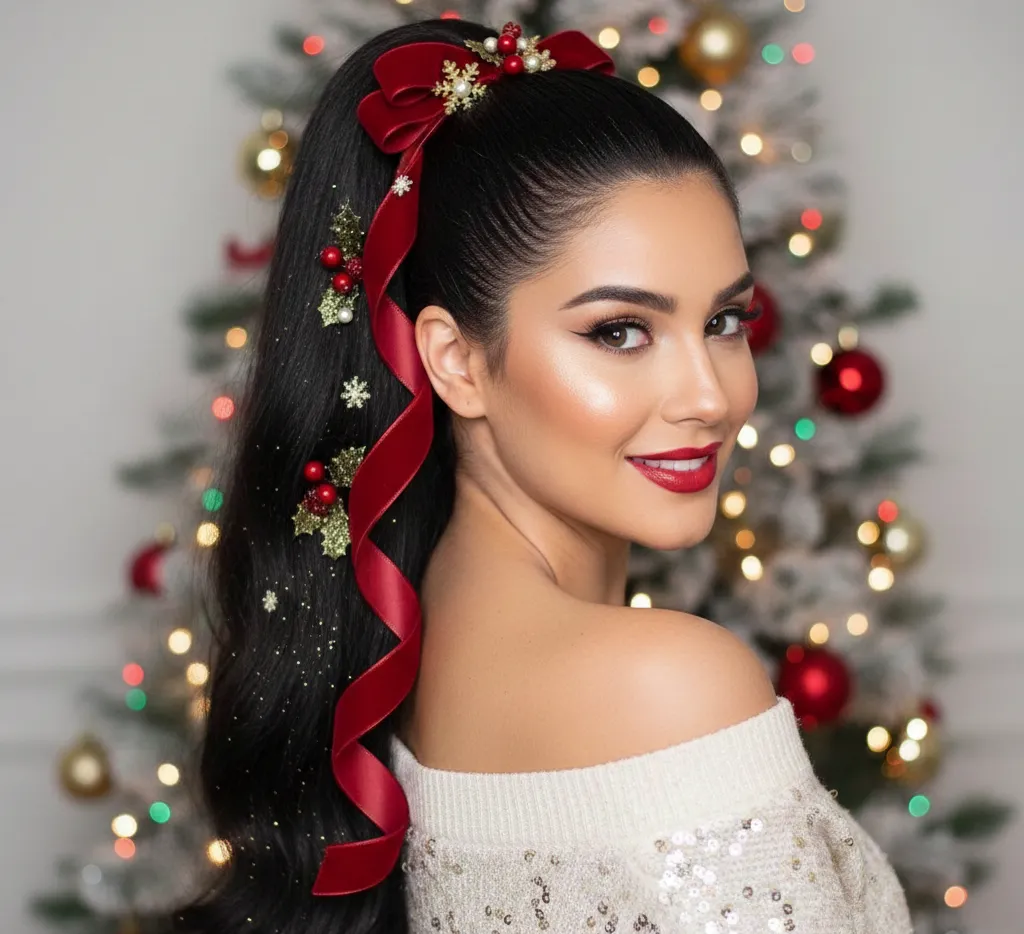 Glossy Ponytail christmas hairstyle
