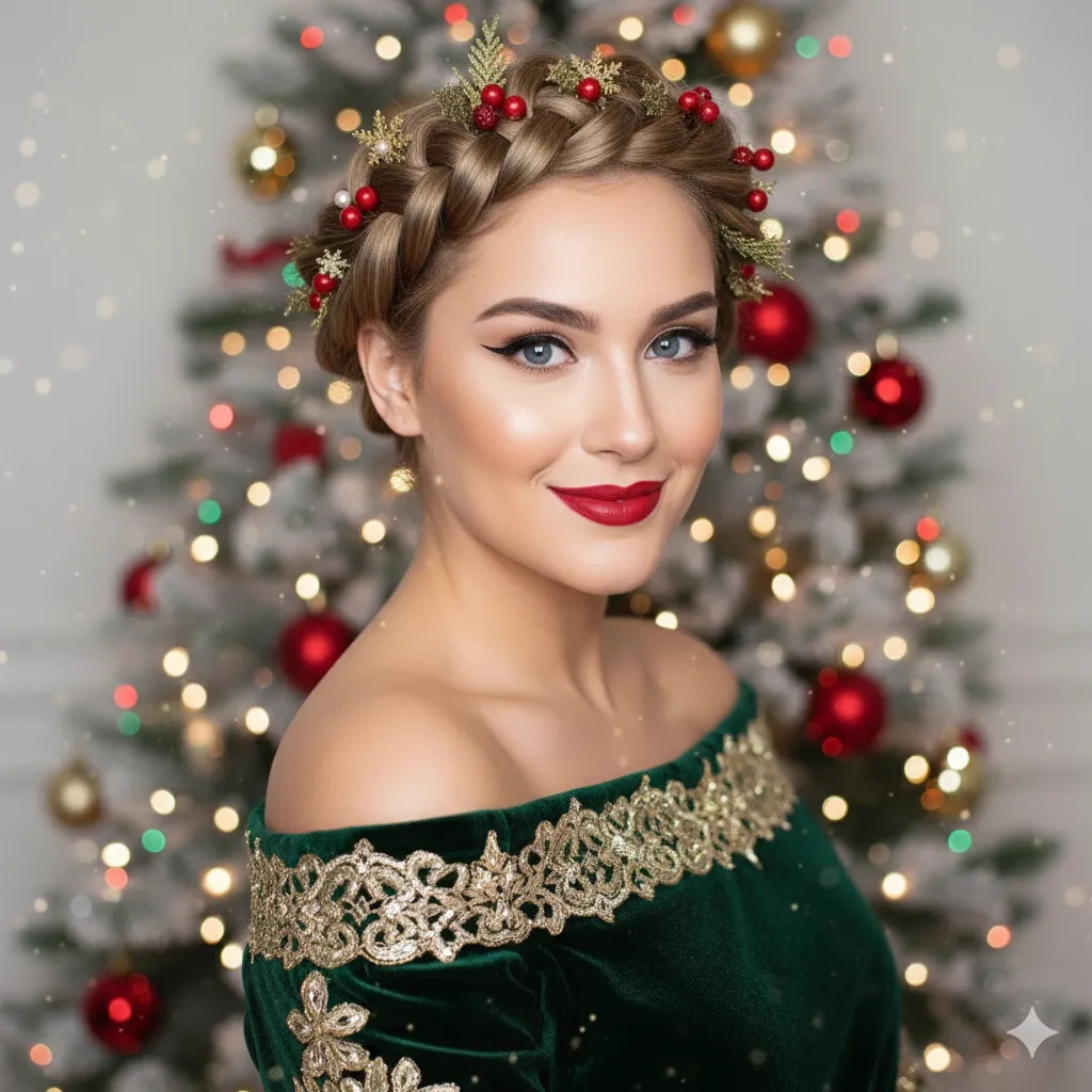 Greek Halo Braid christmas hairstyle