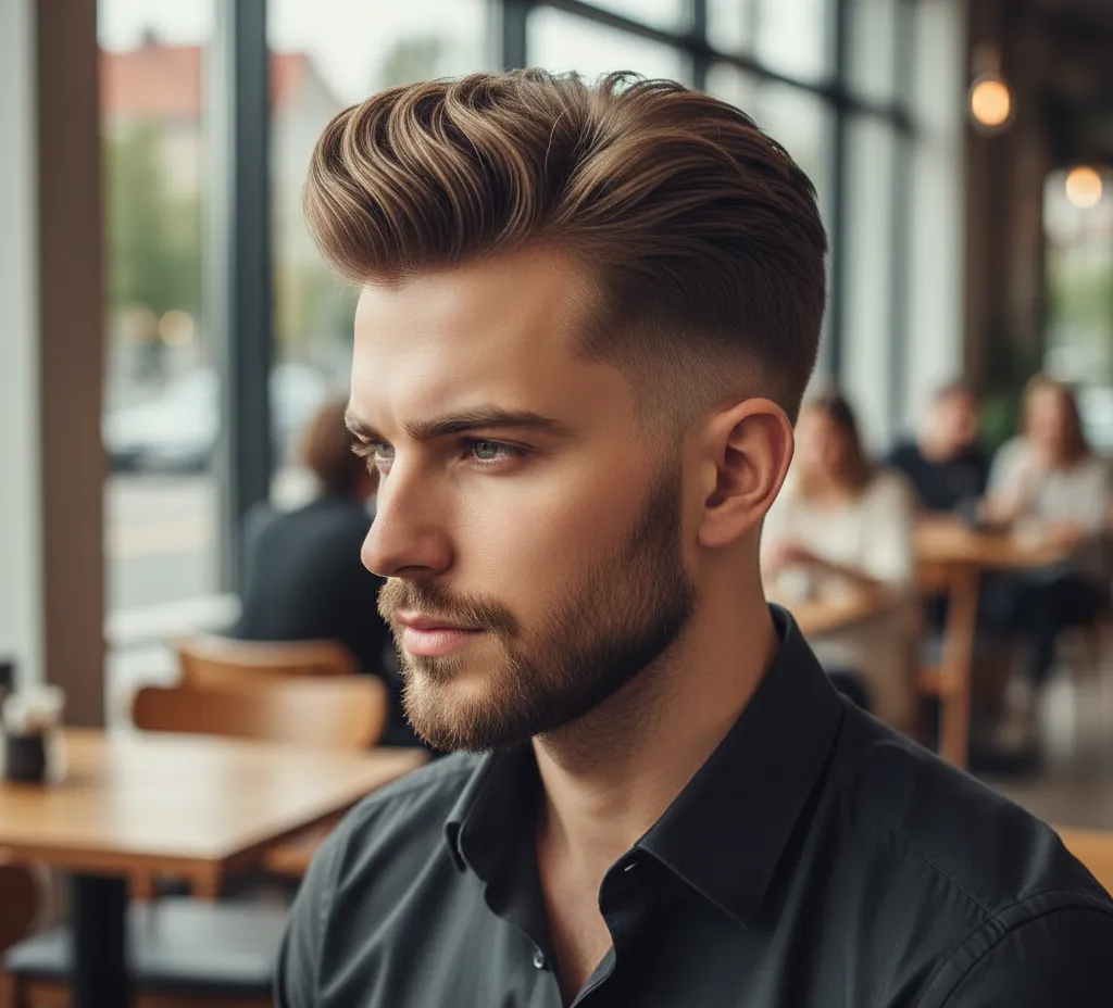 Pompadour Temple Fade