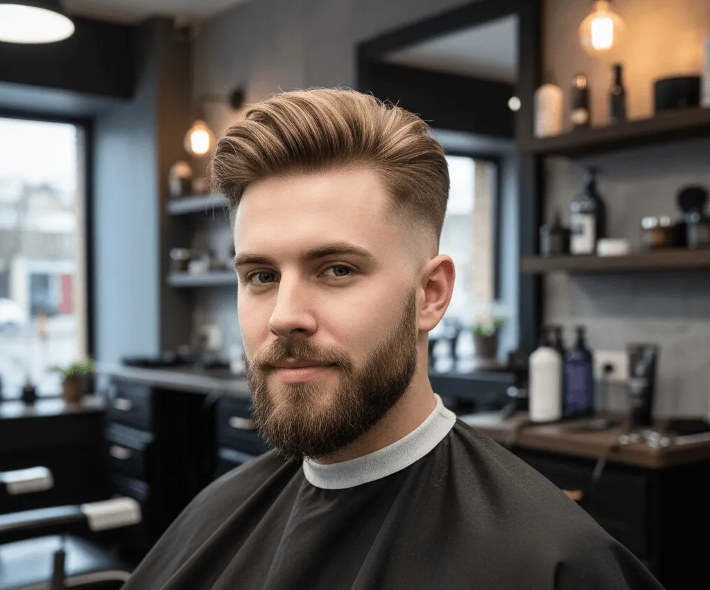 Bald Fade with Long Top Haircut