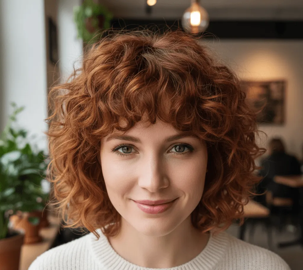 Curly Choppy Fringe Haircut