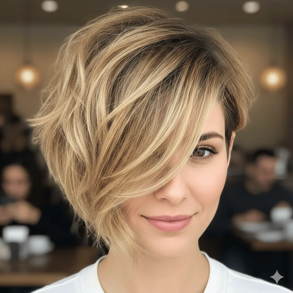 Long Highlighted Pixie Cut