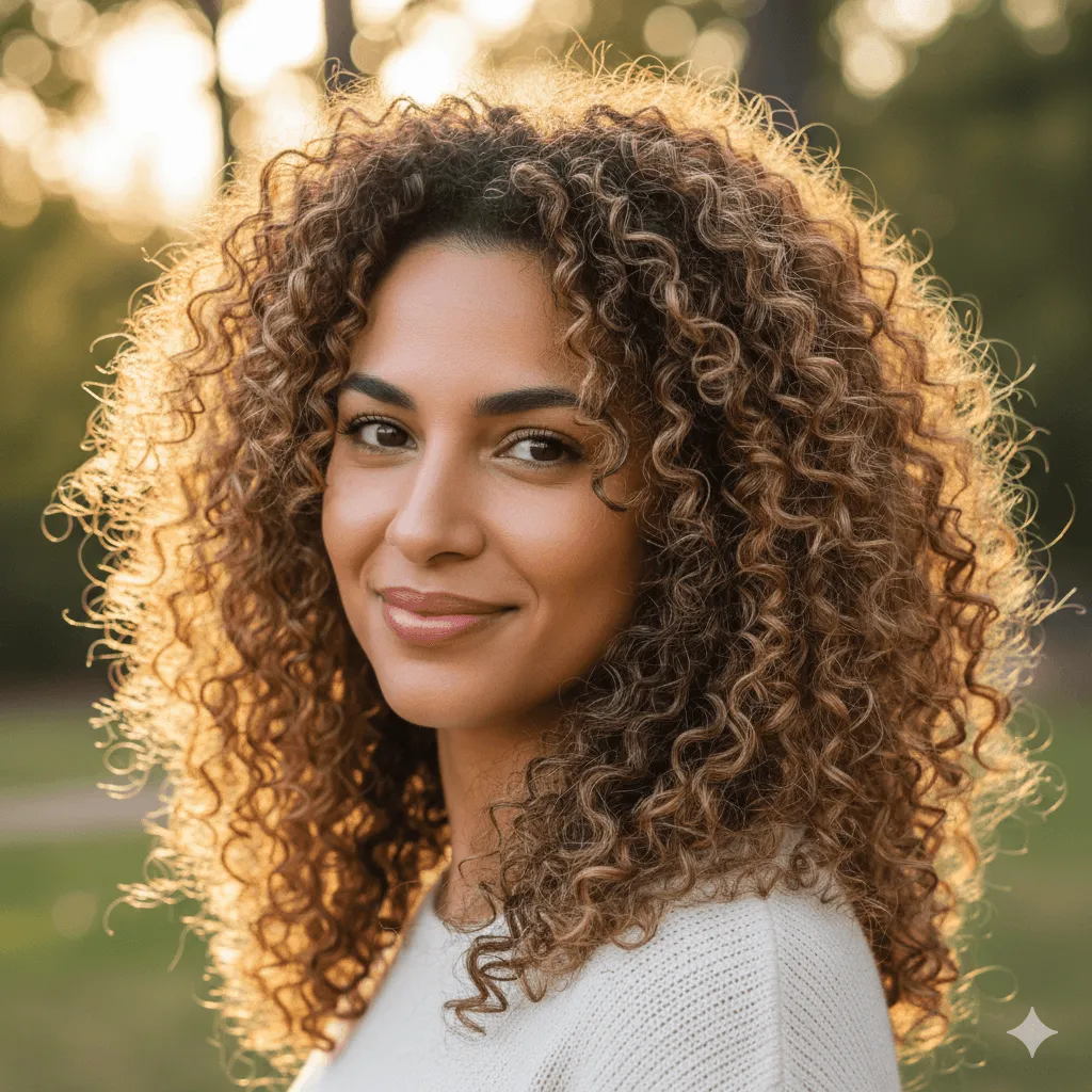 Natural Curls with Highlights

