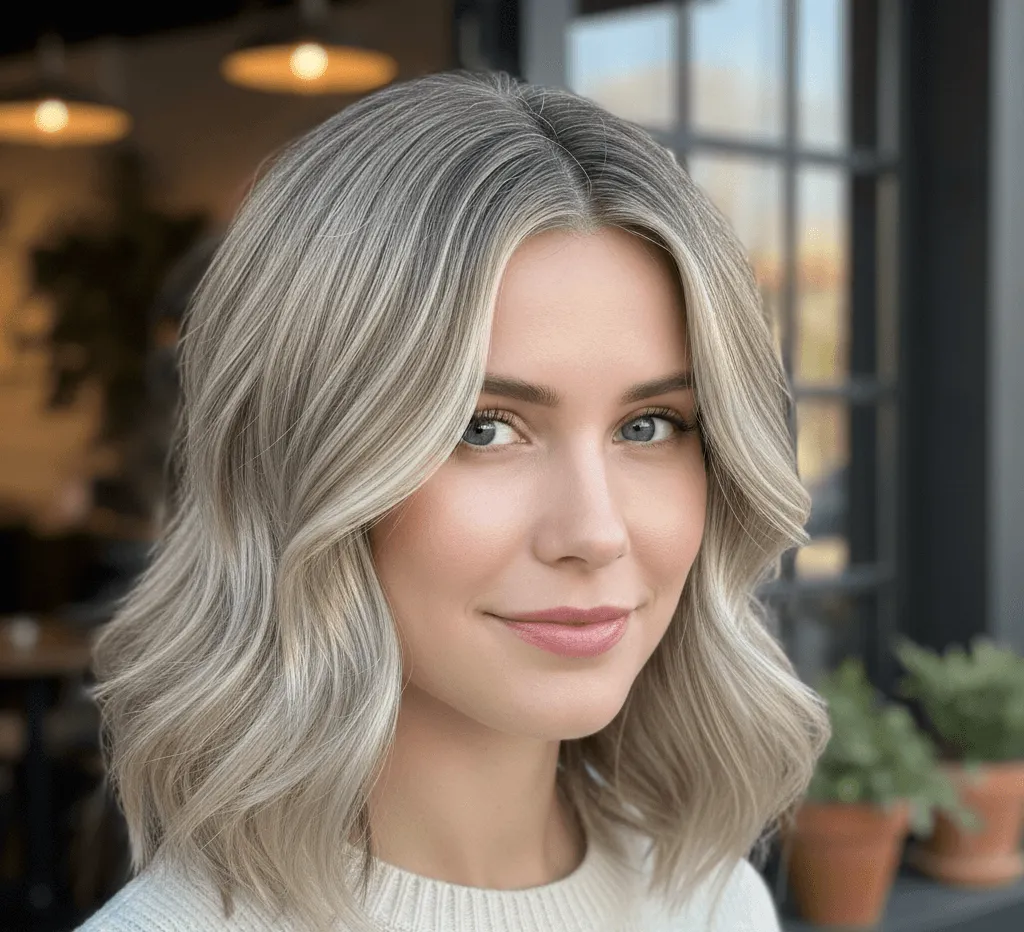 Shiny Ash Blonde Highlights
