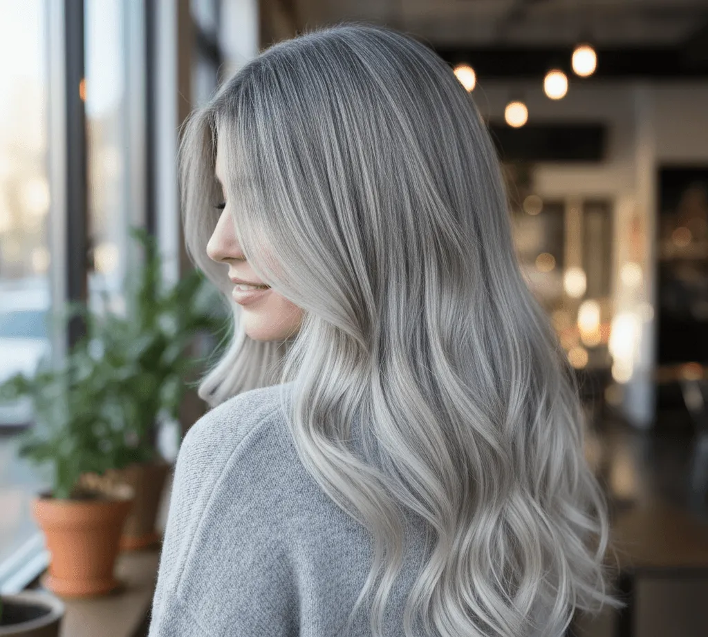 Silver Gray Balayage Ombre