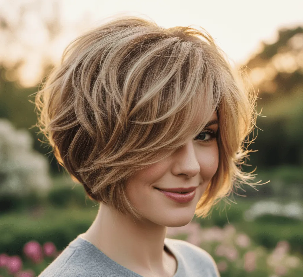 Voluminous Bixie with Side Bangs