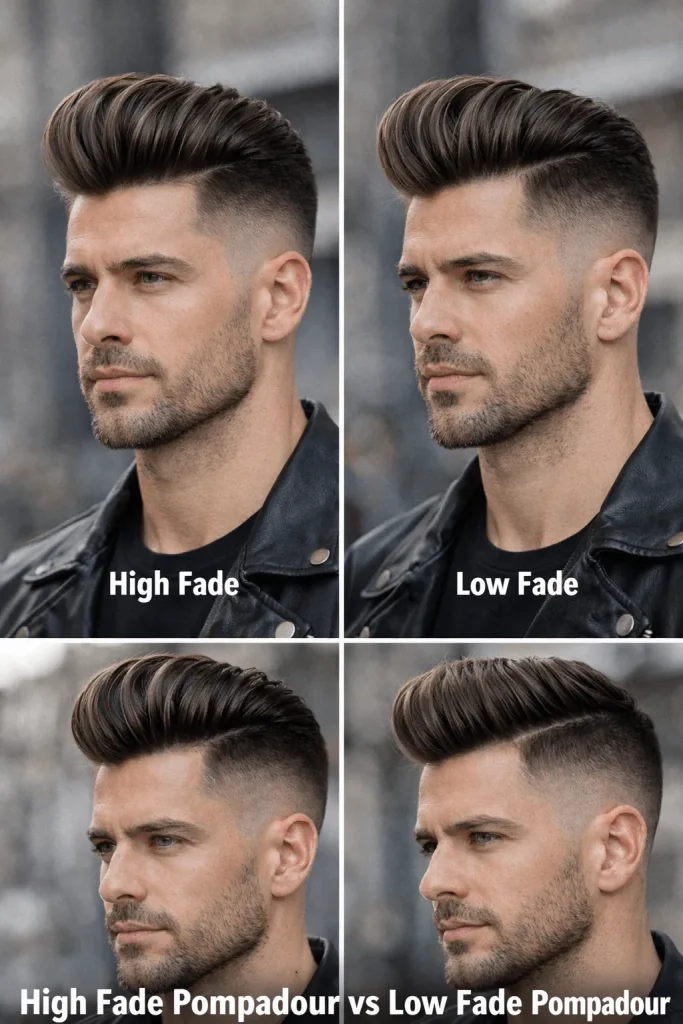 High Fade Pompadour vs Low Fade Pompadour