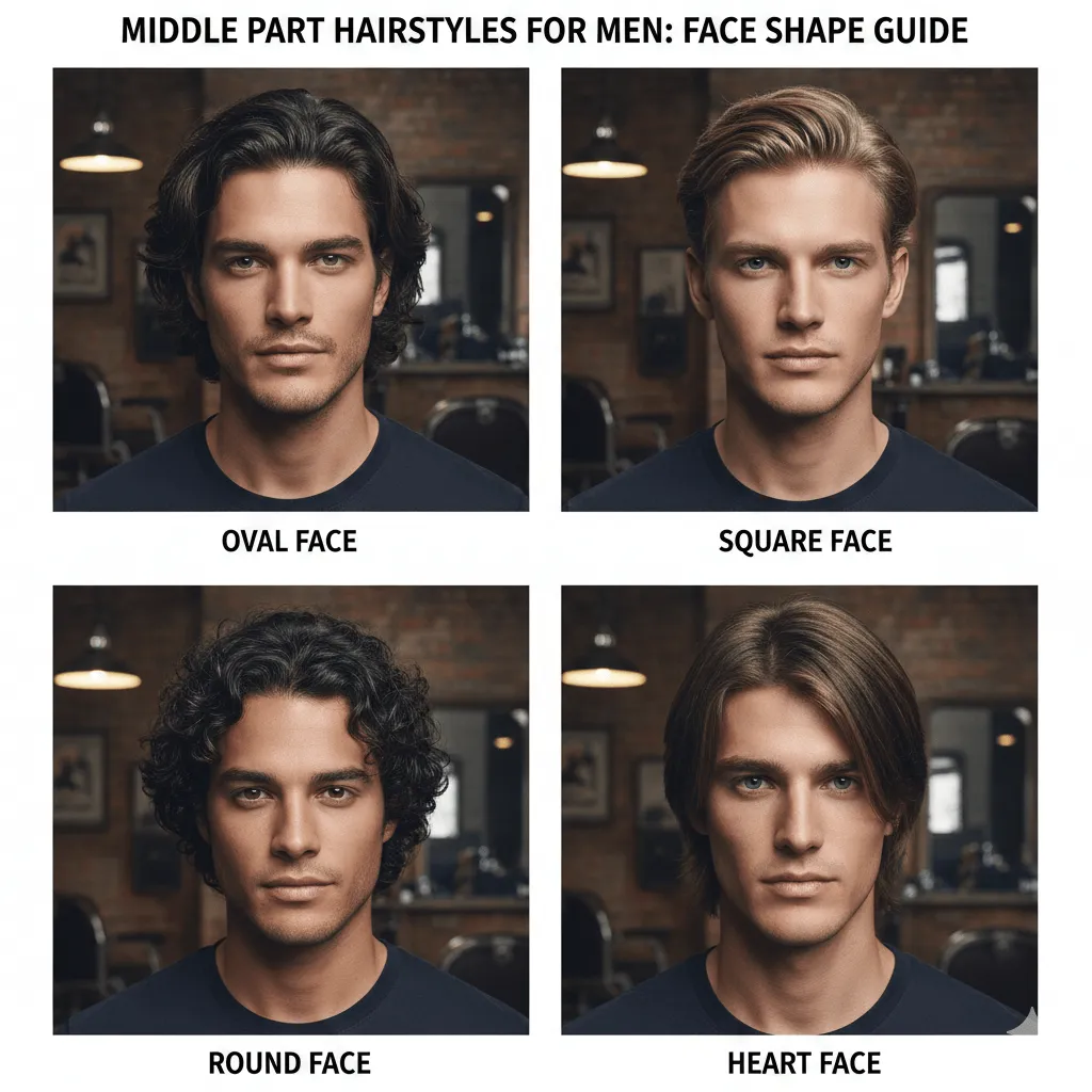 Middle Part hairstyle for men for Different Face Shapes