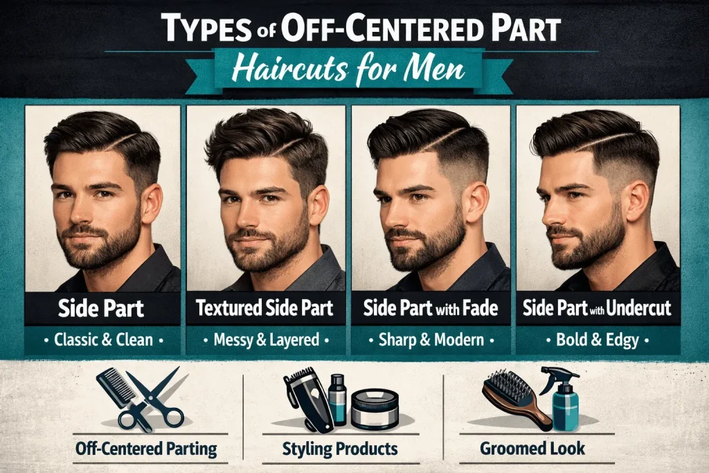 Types of Off-Centered Part Haircuts for men