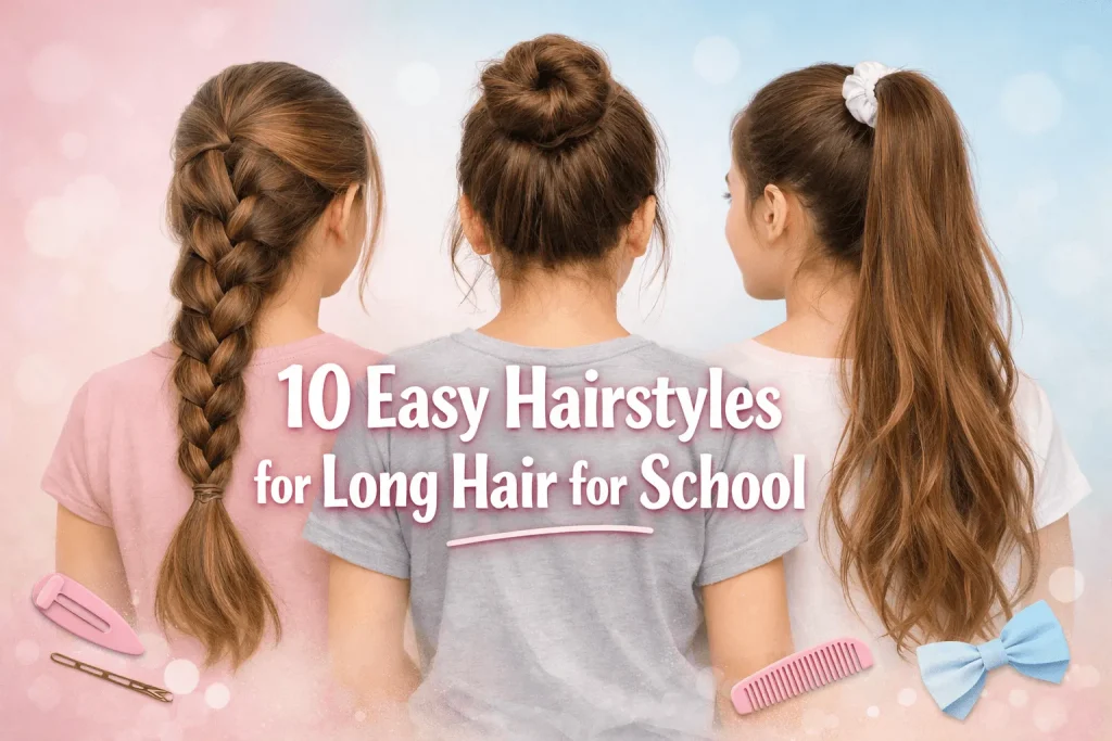 10 Easy Hairstyles for Long Hair for School (Female)