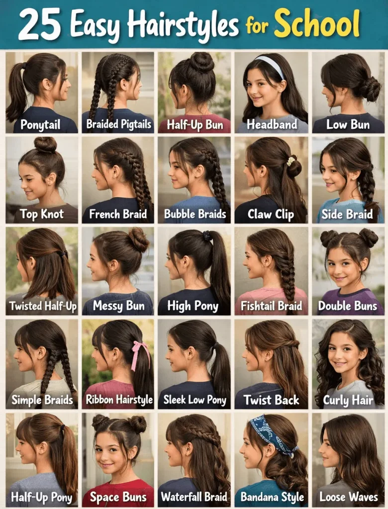 25 Easy Hairstyle for School Female