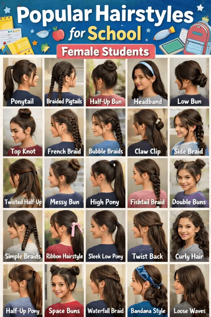 Hairstyles for School Female Students
