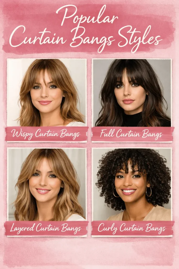 Popular Curtain Bang Styles