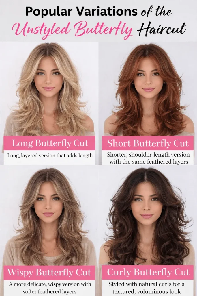 Popular Variations of the Unstyled Butterfly Haircut