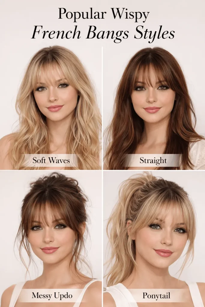 Popular Wispy French Bangs Styles
