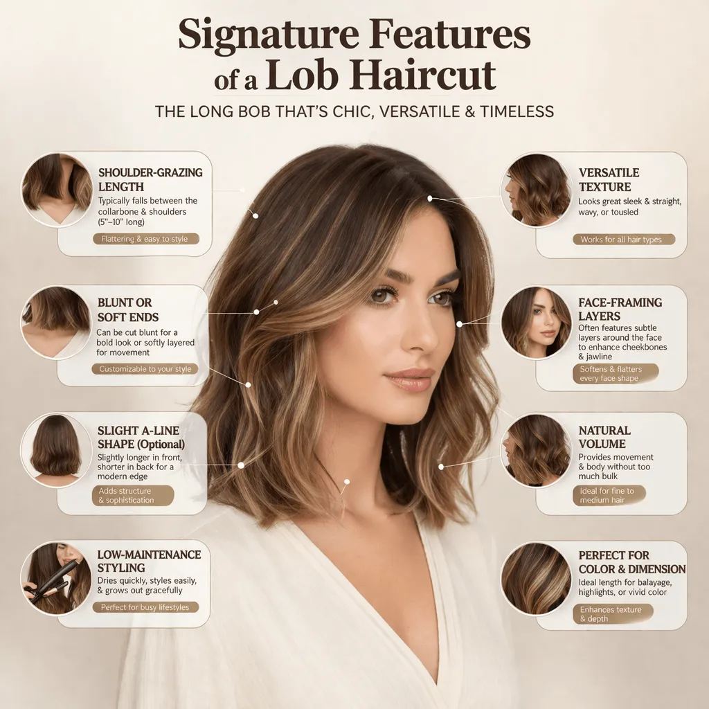Signature Features of a Lob Haircut