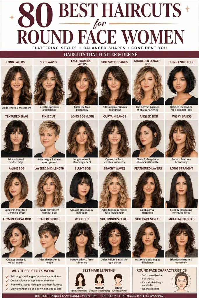 80 Best Haircuts for Round Face Women