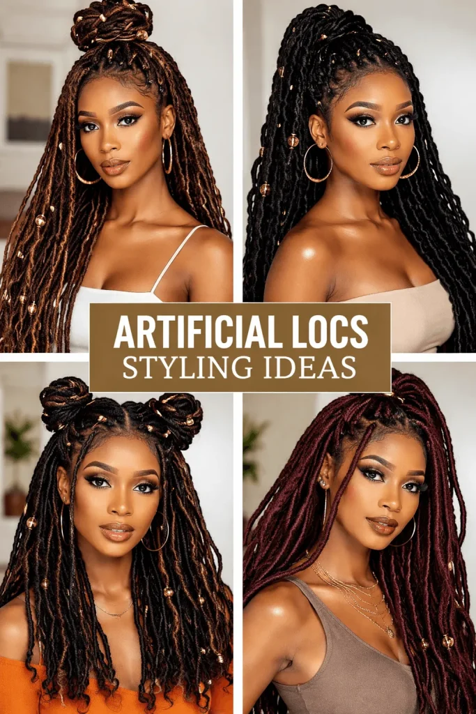 Artificial Locs Styling Ideas