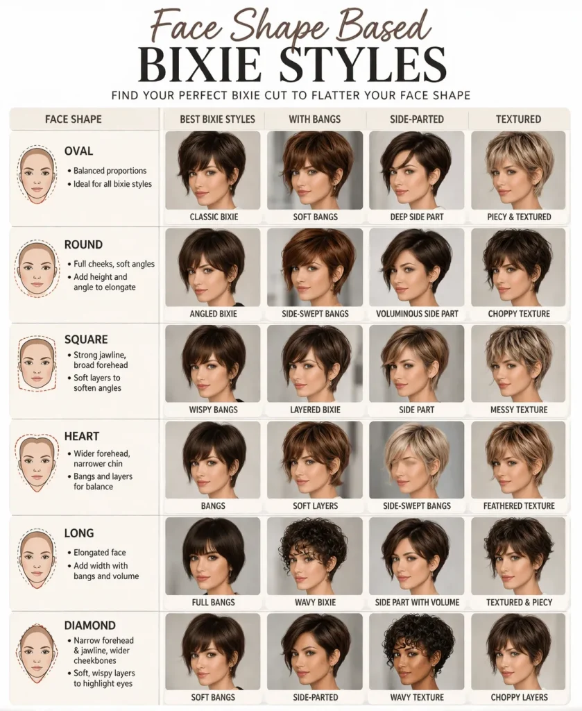 Face Shape Based Bixie Styles