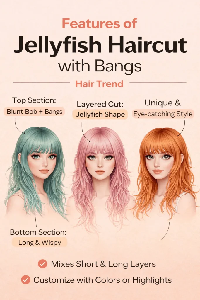 Features of Jellyfish Haircut with Bang
