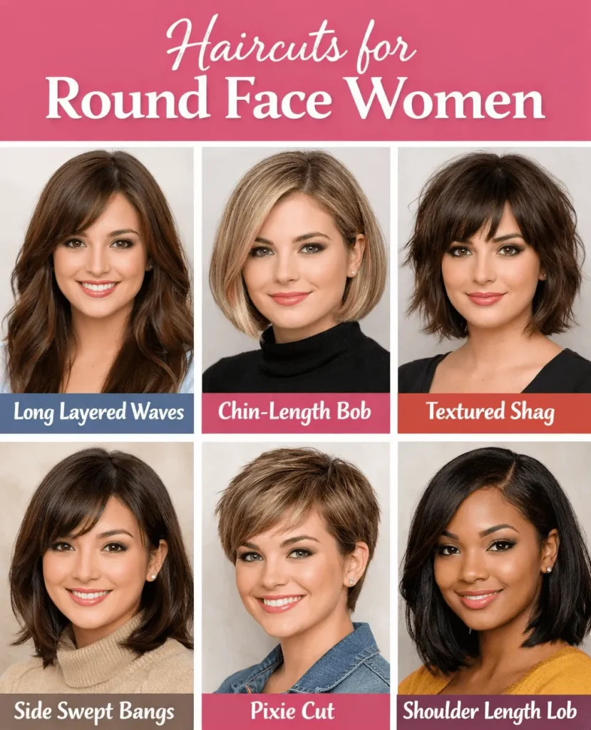 Haircuts for Round Face Women