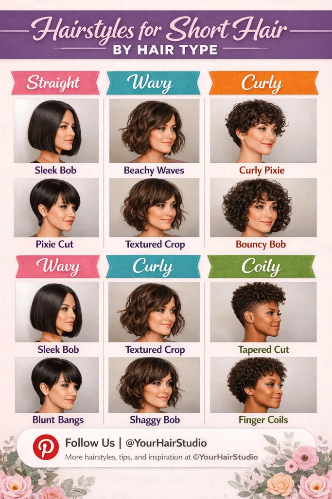 Hairstyles for Short Hair by Hair Type