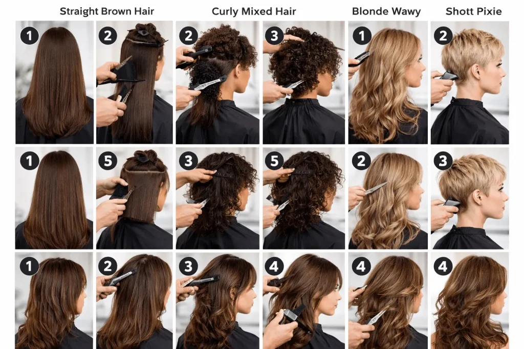 Multistep Haircut for Different Hair Types