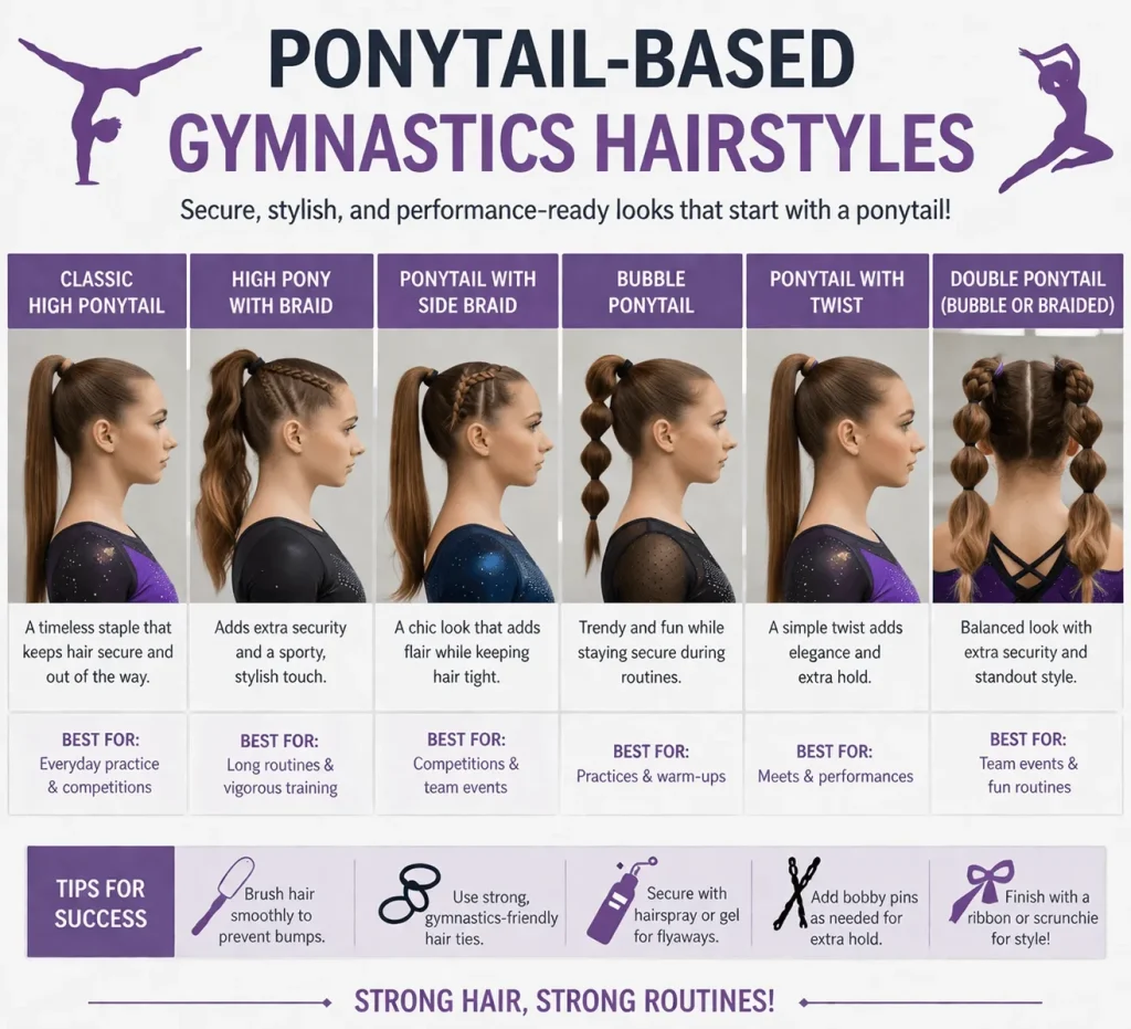 Ponytail-Based Gymnastics Hairstyles