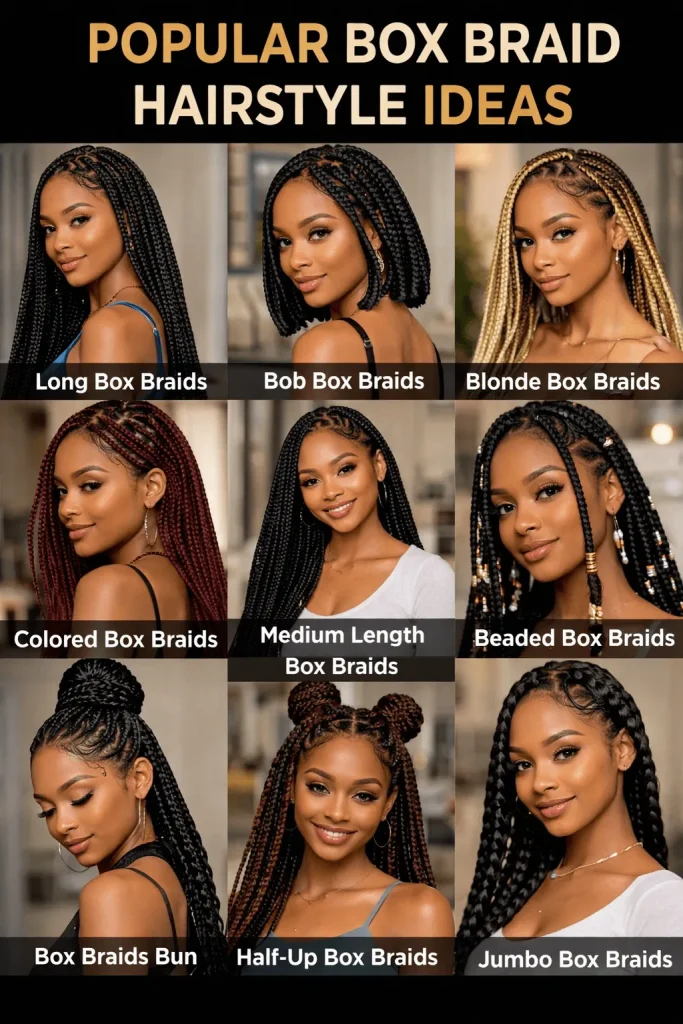 Popular Box Braid Hairstyle Ideas
