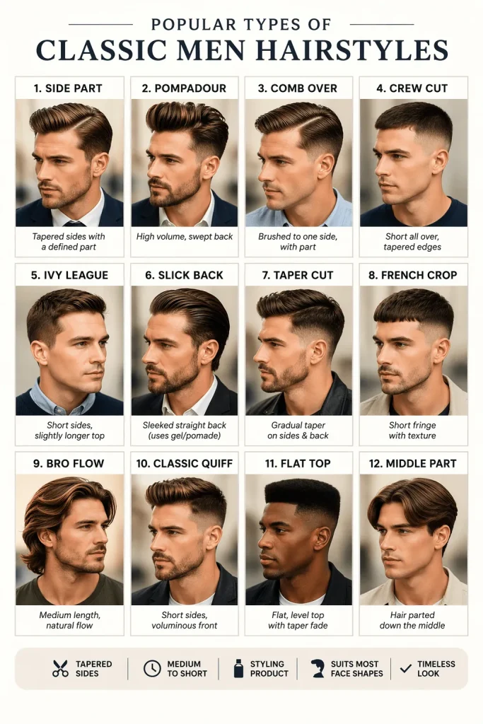 Popular Types of Classic Men Hairstyles
