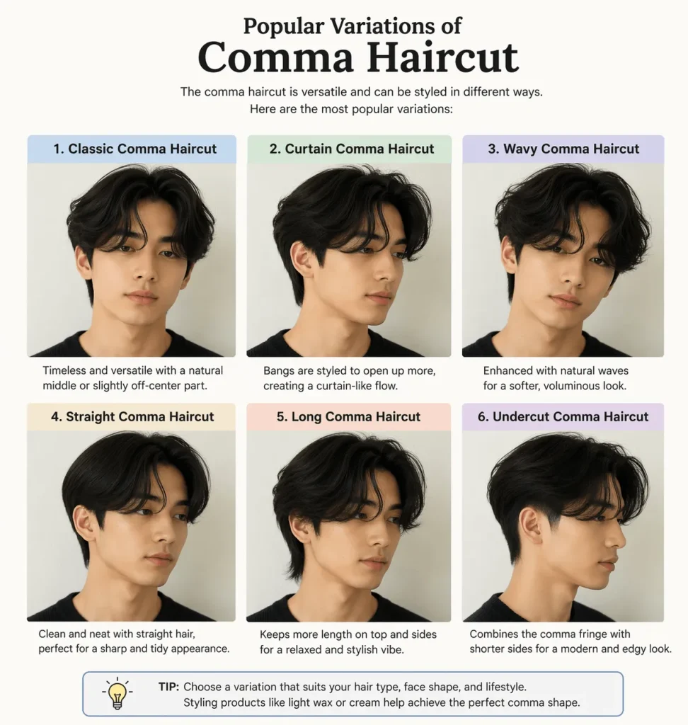 Popular Variations of Comma Haircut